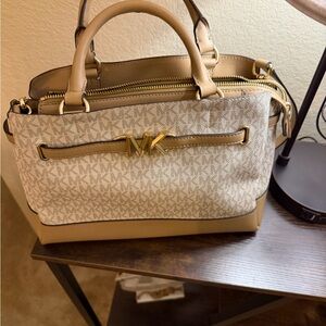 Michael Kors Cream and Tan Satchel